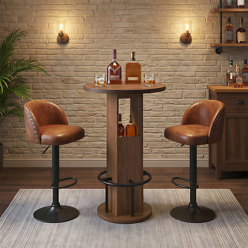 Table de salle à manger H 35,4 po, petite table de bar avec repose-pieds pour la salle à manger, pub, bar