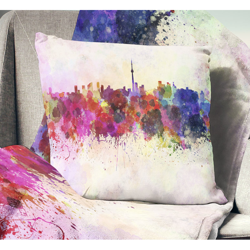 Coussin lombaire Cityscape Toronto, Carré, 18 po x 18 po