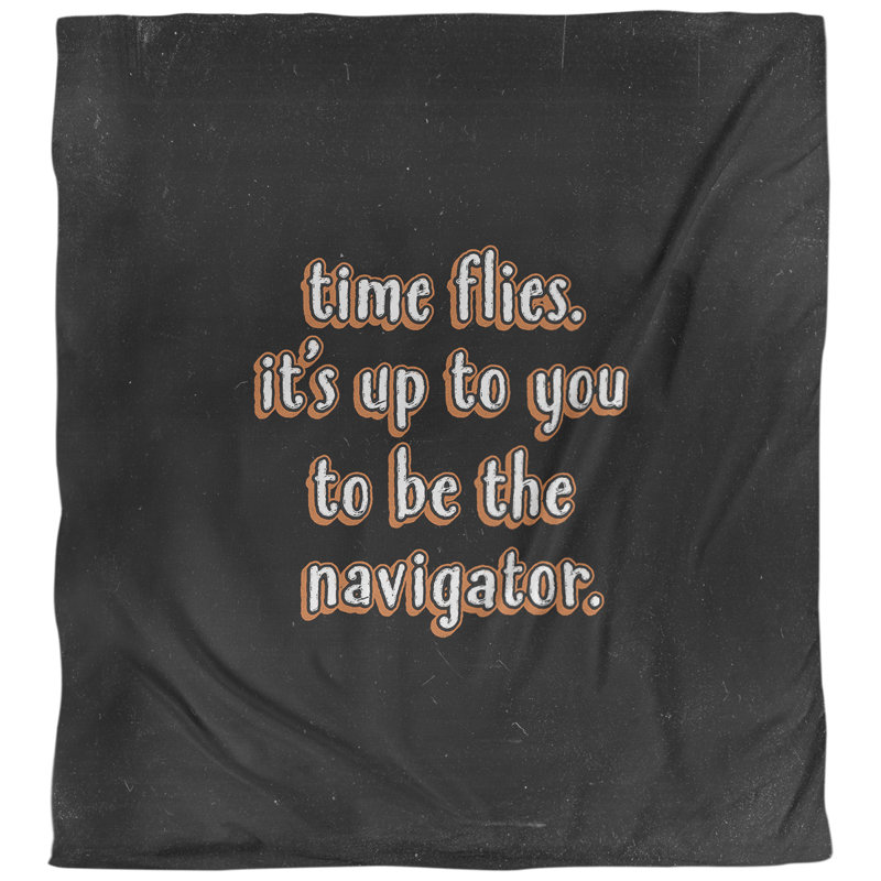 Housse de couette réversible simple Quotes Time Flies, Housse de couette pour très grand lit, Orange