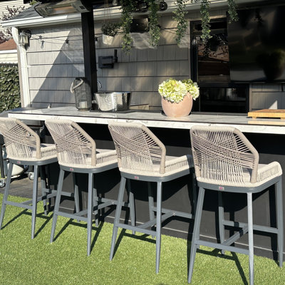 24.8" Patio Bar Stool With Removable Seat Cushion by George Oliver