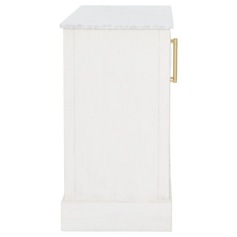 Camille Marble Bar Cabinet, Linen/Antique Gold