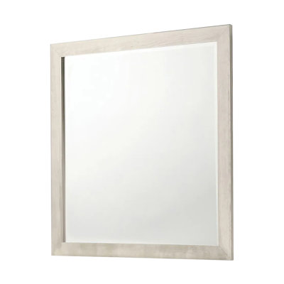 38.4"W Contemporary Mirror, White Wash