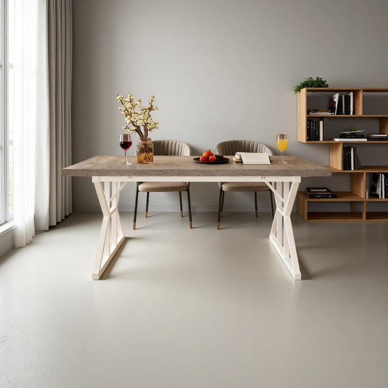 Kitchen Table,Rustic Dining Table, White, Gray