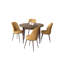 Ensemble de table et chaises de salle à manger moderne 5 pièces, blanc et cappuccino, table 35,4 x 29,5 x 35,4 pouces | Pieds en métal, panneau de particules 100% mélaminé | Chaises confortables en tissu Jerry, idéales pour les espaces de salle à manger élégants-952823769-952823772