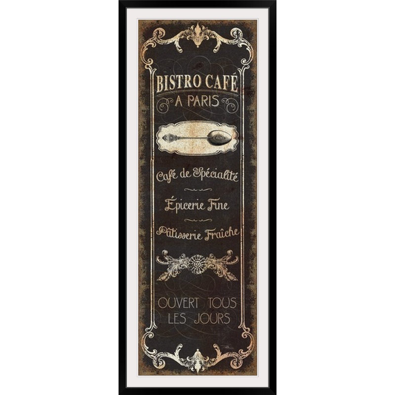 Panneau-ii de l’impression Parisian Sign, Cadre noir, H 44 po x l 20 po x P 1 po