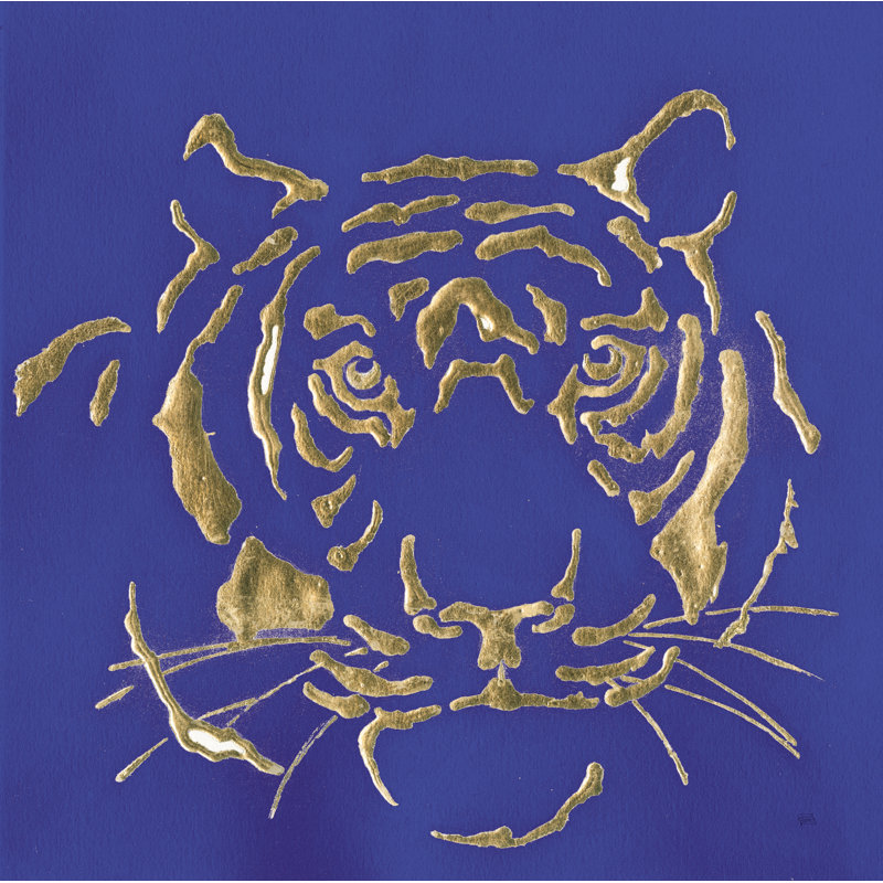 Gilded Tiger Indigo by Chris Paschke - Wrapped Canvas Print, 91cm H x 91cm W x 3.8cm D