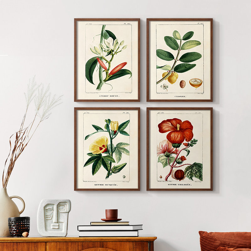«Pivot Point I», ensemble de 4 reproductions encadrées, H 44 po x l 14 po, Naturel