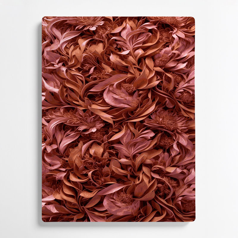 Abstrait floral 80, art mural en métal brun, H 12 po x l 18 po