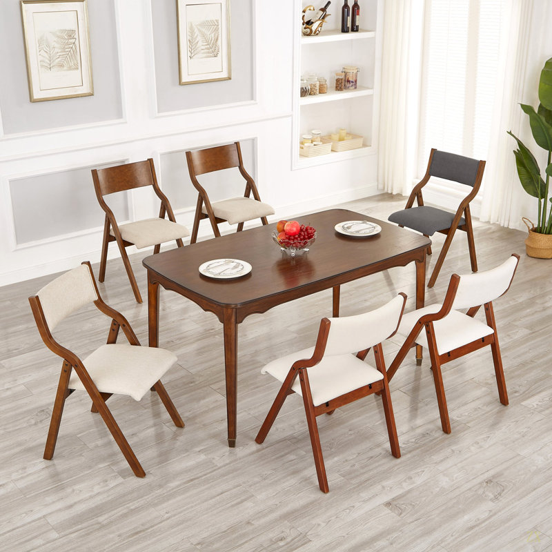 Chaise de salle à manger rembourrée, peu encombrante, facile à transporter, salle à manger, paquet de 2, Beige