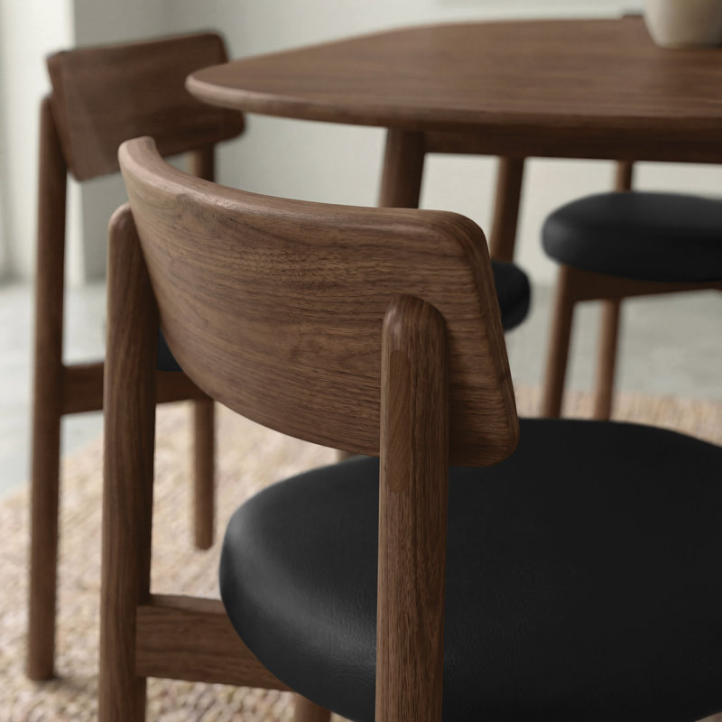 Baton Dining Upholstered Dining Chair, Microsuede Onyx, Seared Oak