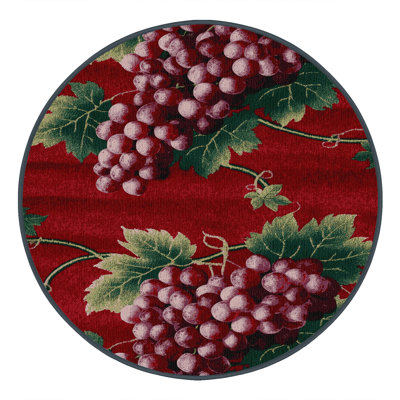 Washable Grape Red Globe Fruits Area Rug