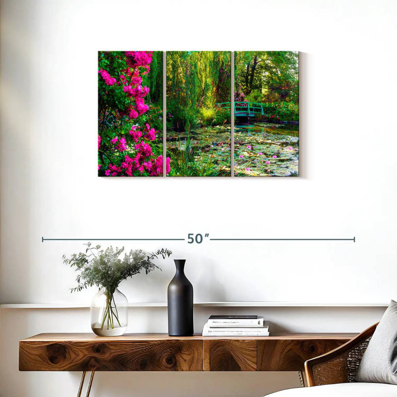 Jardin de Senne Monet avec fleurs Giverny, H 20 po x l 33 po