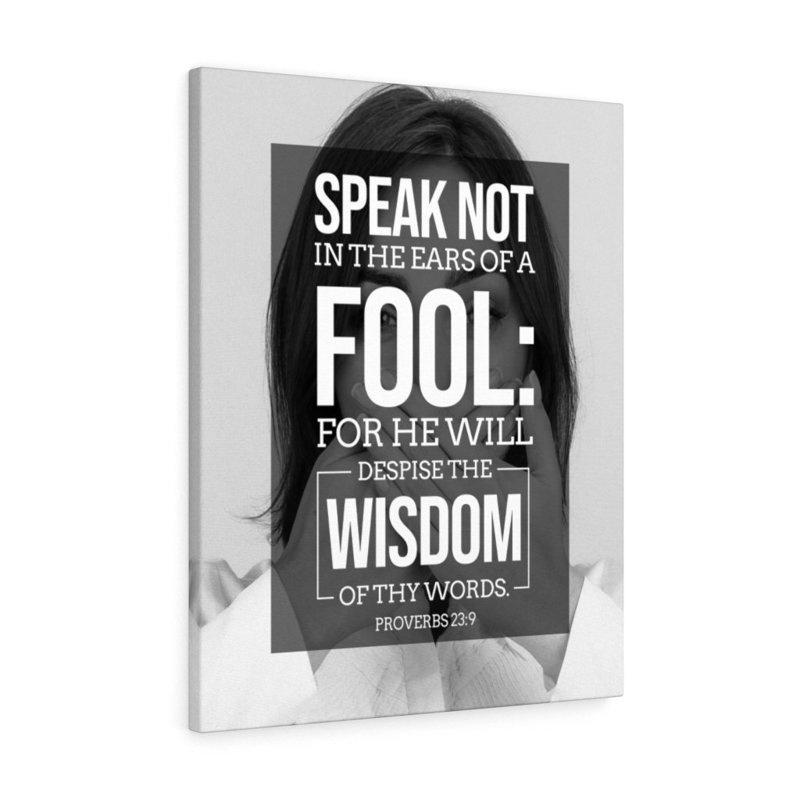 Speak Not Proverbs 23:9 - Wrapped Canvas Print, 41cm H x 30cm W