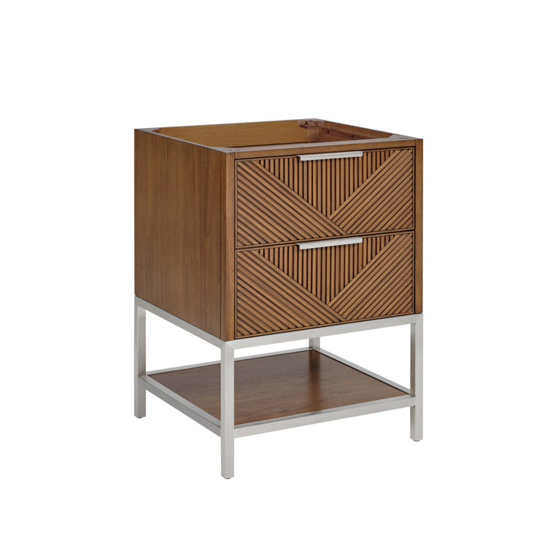 Diamond 24 in. Single Vanity, Carrara Marble, Walnut, Brushed Nickel