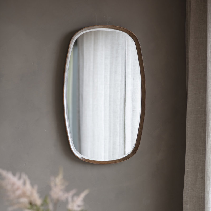 Carles Wood Flat Wall Mirror, Walnut