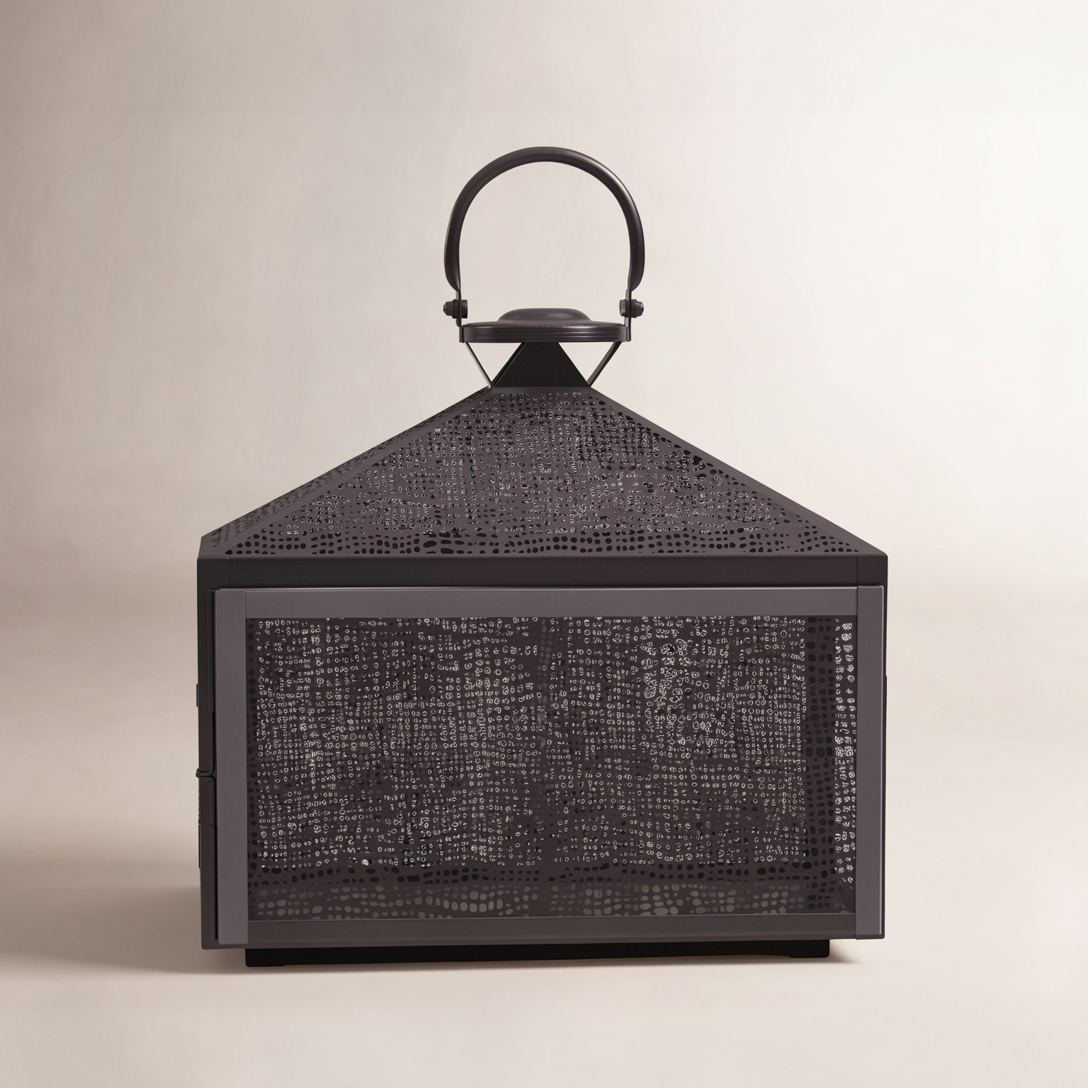 Roshni Iron Lantern Candle Holder, 12" H x 11.75" W x 6.5" D