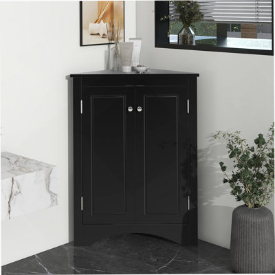 Triangle Bathroom Storage Cabinet With Adjustable Shelves, Freestanding Floor Cabinet For Home Kitchen