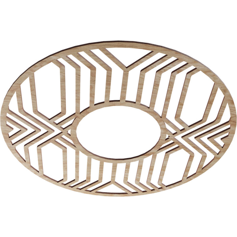 Médaillon de plafond en bois ajouré 32 po x H 11 po x P 3 pi 8 po, Chêne rouge, H 28 po x l 28 po x P 0,38 po