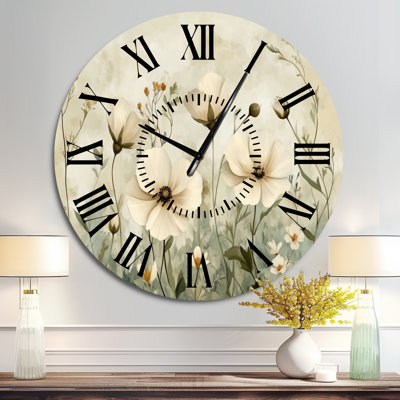 Horloge murale en métal neutre neutre Wildflowers