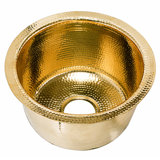 Brightwork 15-Inch Hand Hammered Round Stainless Steel Bar Sink