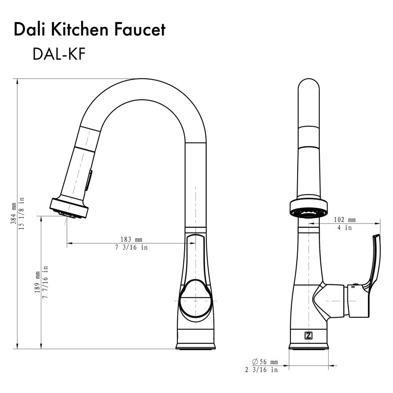 ZLINE Dali Kitchen Faucet, Matte Black