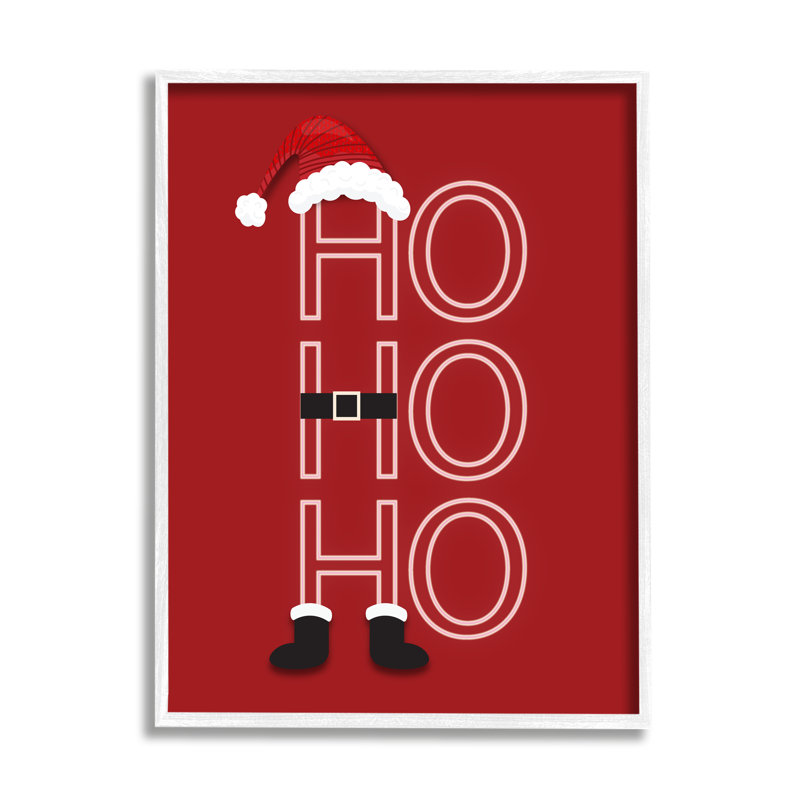 Ho, Ho, Ho, H 14 po x l 11 po x P 1,5 po, Giclée encadrée blanc bord de mer