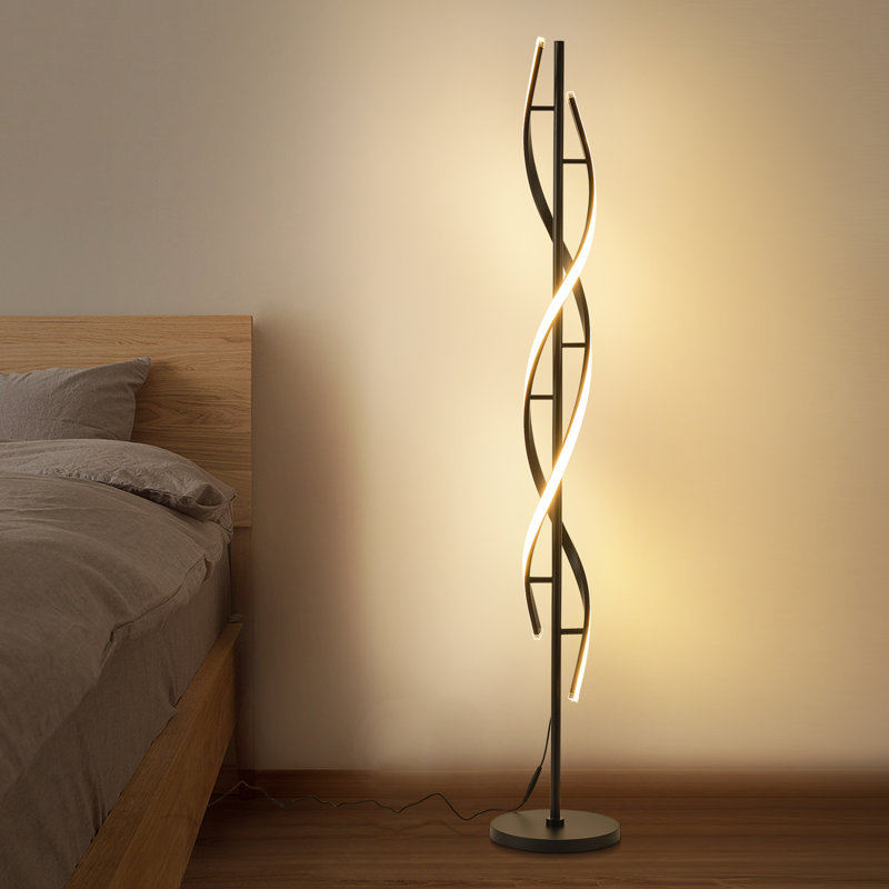 Lampe sur pied à DEL de 60 po à DEL à intensité variable avec télécommande et lampe spirale contemporaine pour le salon de la chambre à coucher
