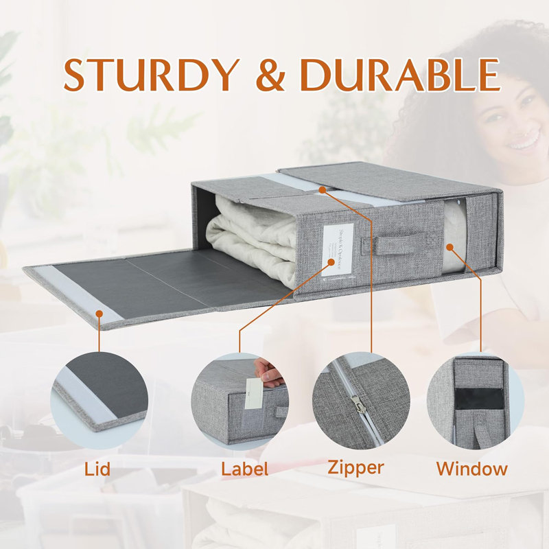 2 Pack Bed Sheet Organizers And Storage, Gray