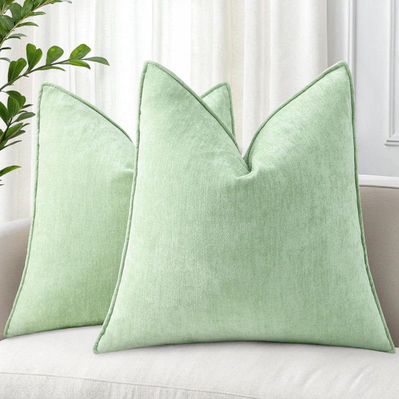 Ensemble de 2 housses de coussins décoratifs de Noël en velours de velours neutre en chenille de style européen pour canapé-lit
