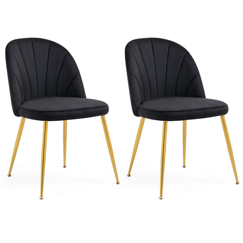 Modern Velvet Armless Side Dining Chairs, Black