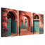 Turquoise Doors and Pink Bougainvillea Courtyard Set Of 3 Canvas Wall Art-131252550
