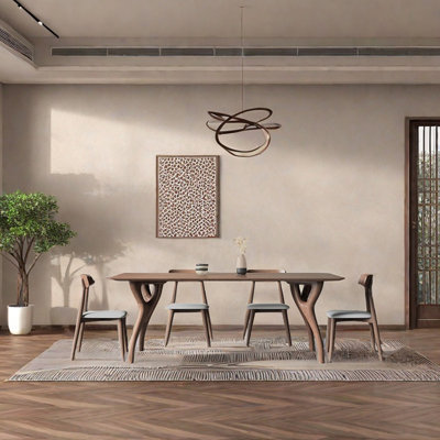 Creative solid wood rectangular dining table set
