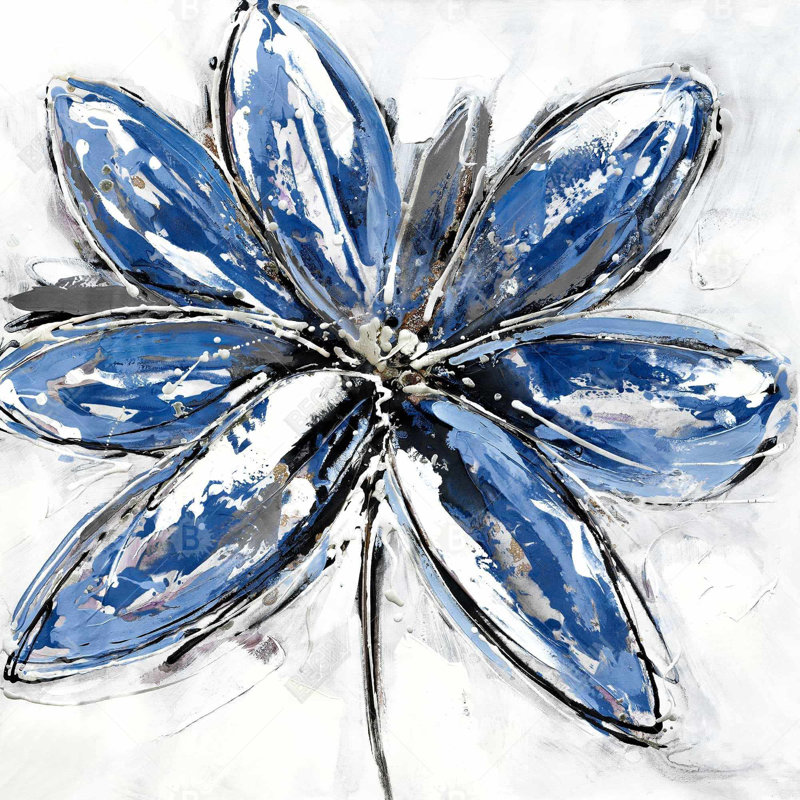 Blue petal - 20"x20" Outdoors Throw pillow - Spun poly - Print on demand
