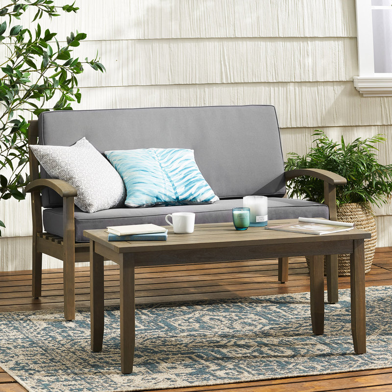 Causeuse avec table basse pour l'extérieur, Gris foncé