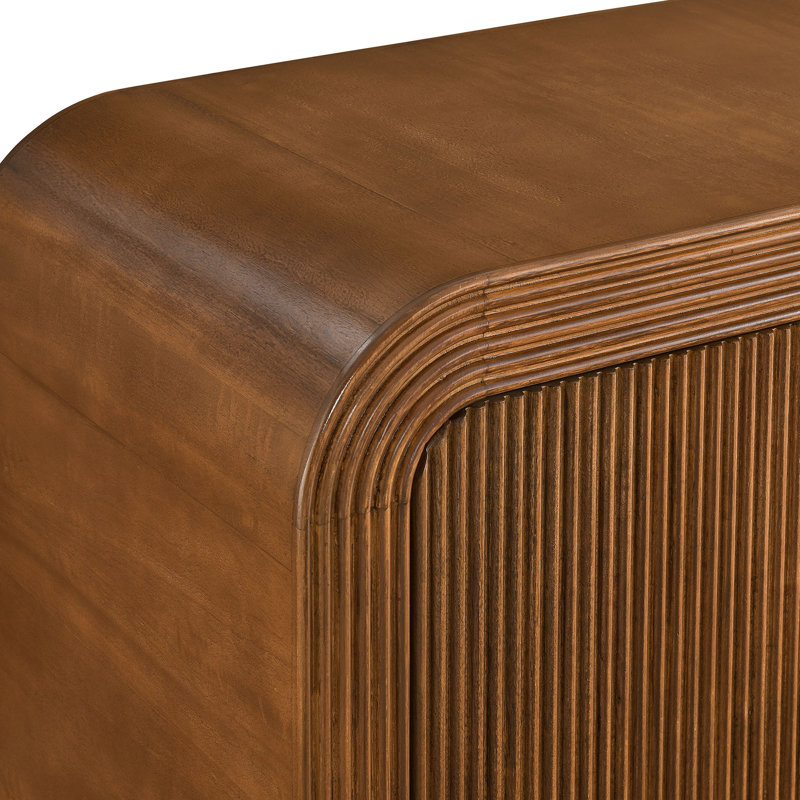 Waterflute 70" Fluted Sideboard Cabinet In White Matte, Walnut