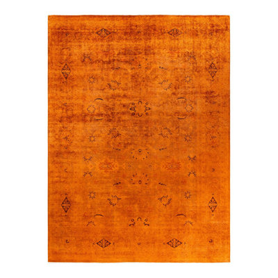 Tapis orange / noir 9 pi 2 po x 12 pi 2 po Overyed One-of-a-Kind