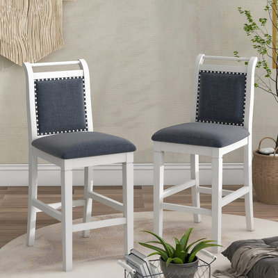 Ensemble de table de salle à manger à hauteur de comptoir en bois 3 pièces avec 2 chaises rembourrées pour petite place