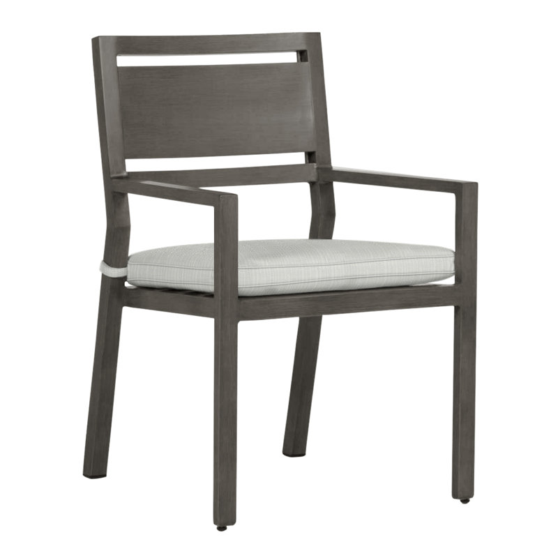 Avondale Aluminum Patio Dining Armchair with Cushions, Avondale Aluminum #31 Slate Gray, Welt, Verona Silver