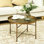 24" Gold Coffee Table With Metal Hammered Tray Top, Bedroom, Living Room, Side - Fine Workmanship & Practical Element Practicality