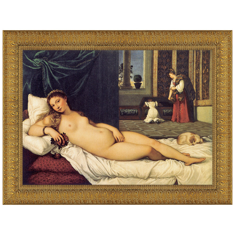 The Venus Of Urbino, 1538 Print by Titian, 14" H x 16.5" W x 1.75" D