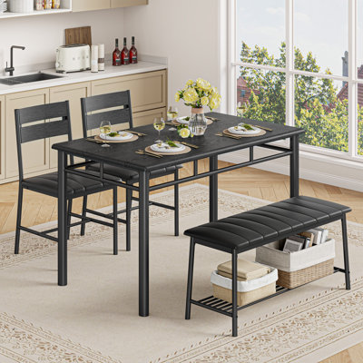 Kitchen & Dining Room Sets 4-Person Dining Table Set With Upholstered Bench And 2 Chairs