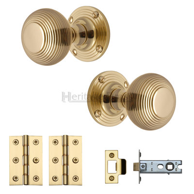 Heritage Brass Reeded Mortice Door Knob Kit