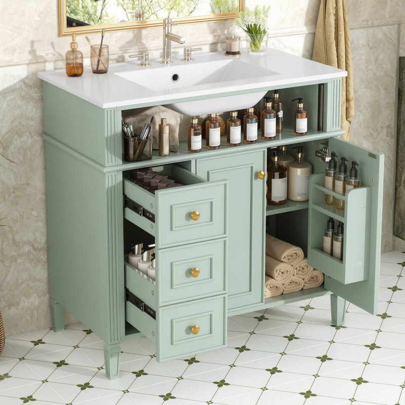 Meuble-lavabo 36 po avec lavabo, Vert