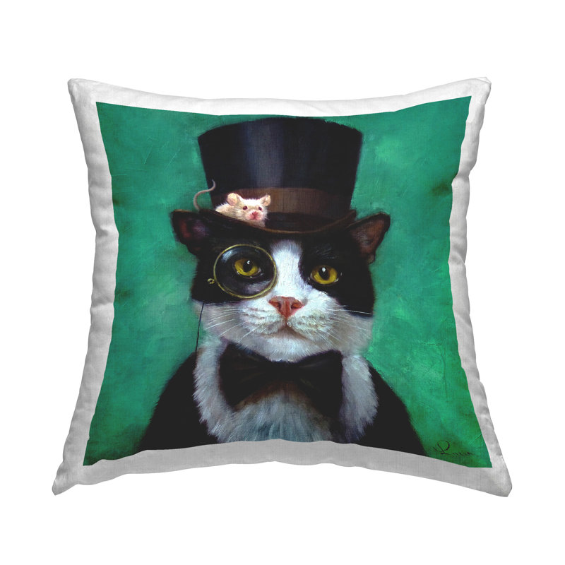 Coussin décoratif «Good Sir Top Hat Cat» par Lucia Heffernan