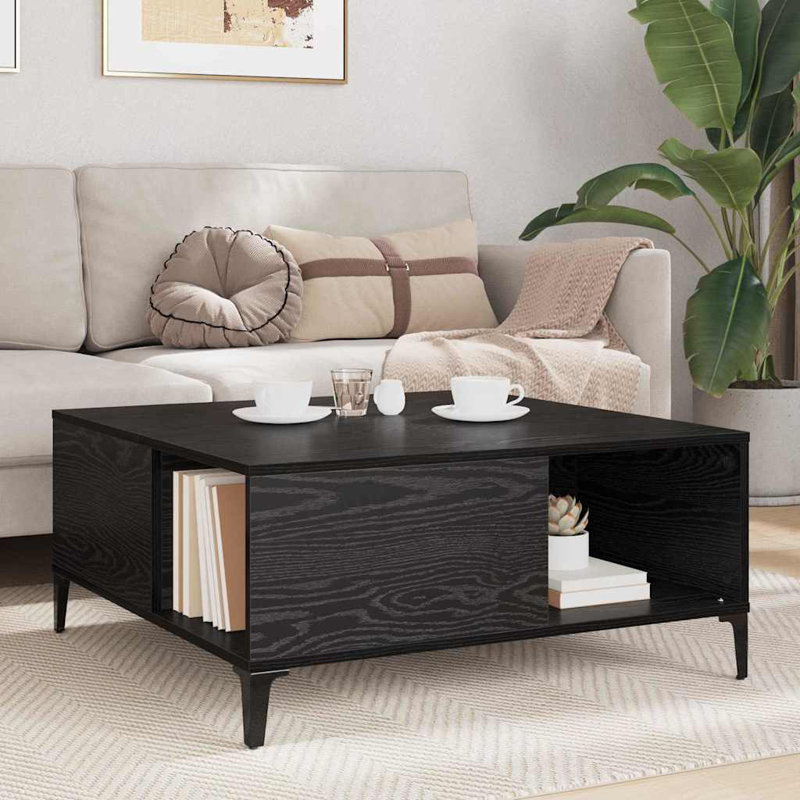 Coffee Table with Storage, Black Oak