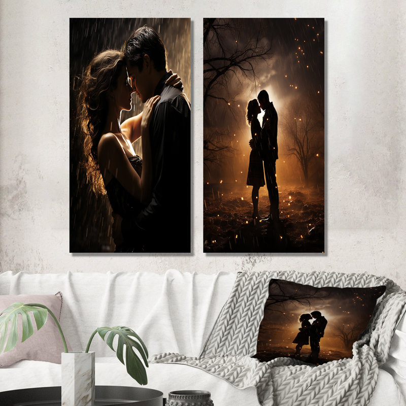 «Couple de mariage céleste» - 2 pièces sur toile, H 40 po x l 40 po, Toile tendue
