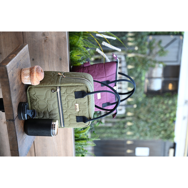 Oxford Quilted Upright Lunch Bag Khaki, Green