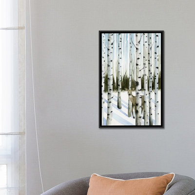 «Deer in Snowfall II» par Grace Popp - reproduction d'art sur toile tendue avec châssis