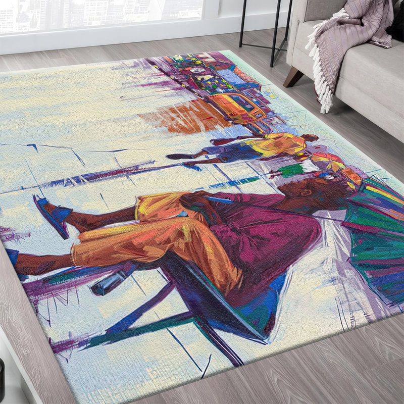 Non-Woven Thin-Type Printed Rug Featuring an Intricate Geometric Pattern Ideal for Enhancing the Aesthetic Appeal of Your Interior Space