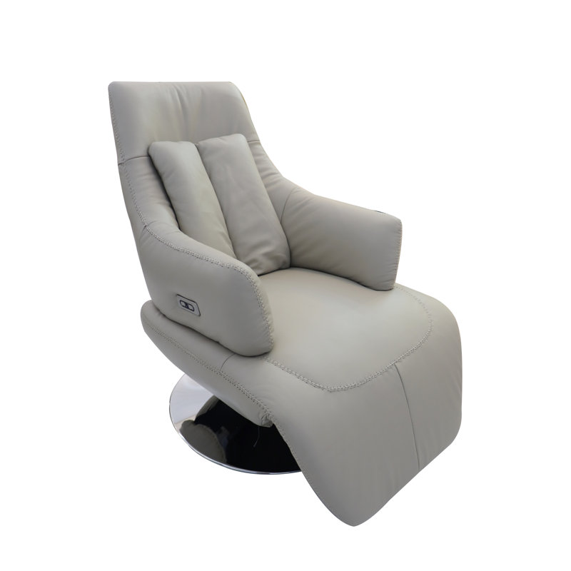 Bernardo Leather Swivel Power Recliner, Sand Genuine Leather